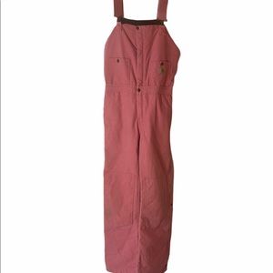 Women’s pink Carharrt bib overalls